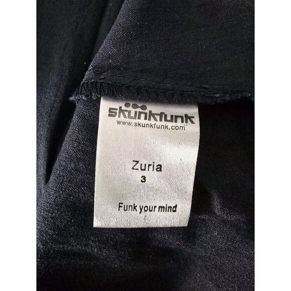 SkunkFunk SKFK Zuria Women's Y2K Blue Star Hooded Blue Ruched Button Up Jacket M - Picture 9 of 11